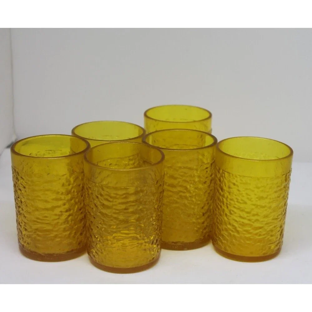 Restaurant Hard Plastic 5oz. Amber Juice Glasses Set of 6 Continental #3505